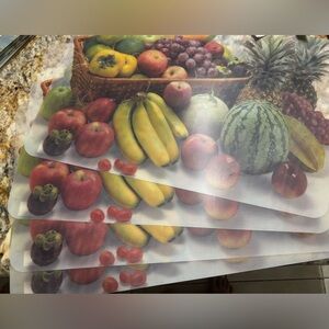 Vintage‎ Fruit Clear Place Mats - Set of 4 
12" x 18", FRUITS IN BASKET